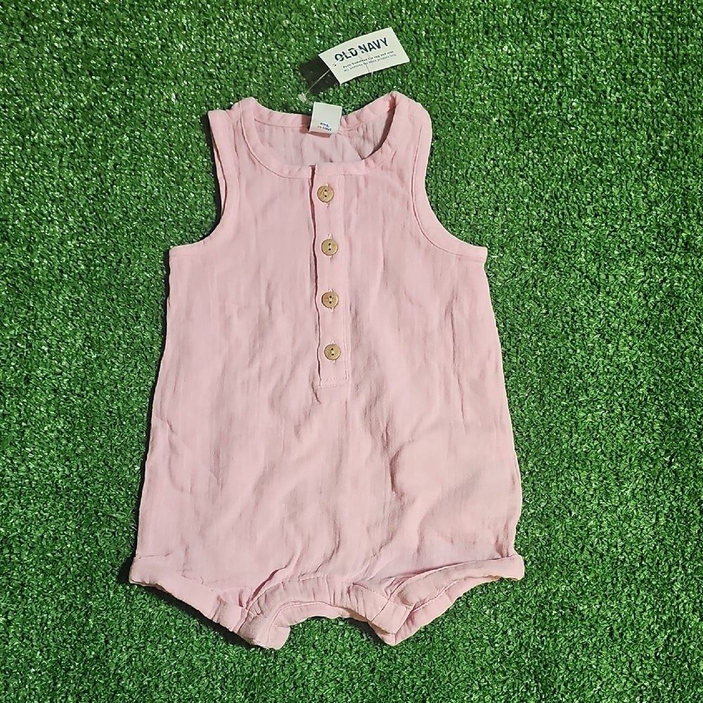 Old Navy Light Pink Baby Romper with Buttons